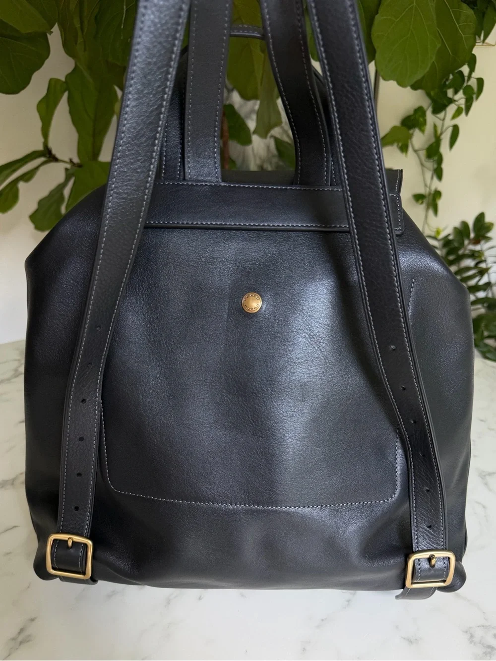 NWT COACH Crosby Backpack Bag Brass Black Natural Grain Leather CY279 Unisex